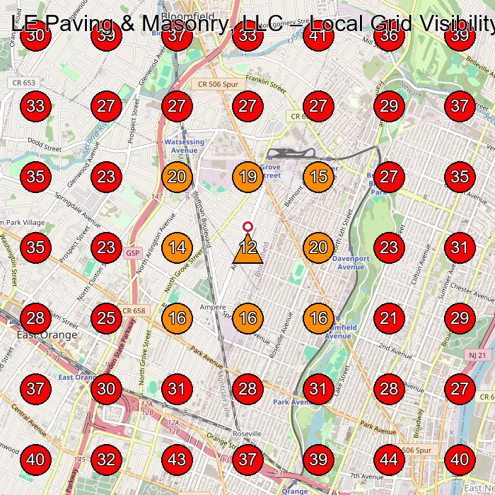 LE Paving & Masonry, LLC GeoGrid visibility map for Paving Contractor in Nutley